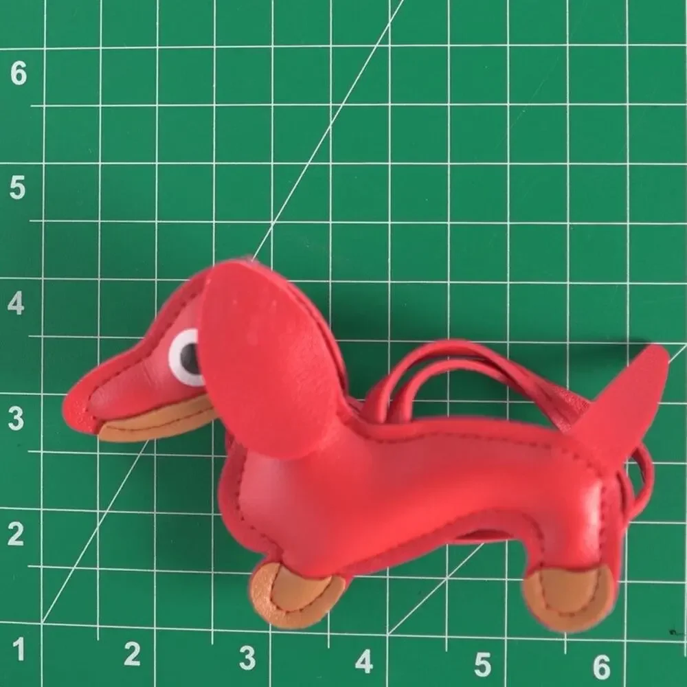 Dachshund Bag Charm Keychain Faux Leather Dog Mom Y2K Cottagecore Red NWT - Picture 6 of 11